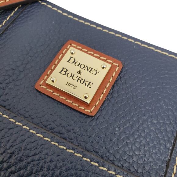 Dooney Bourke Blue Pebbled Leather Tote Shoulder Bag Red Lining Dust Cover Purse - Picture 9 of 12